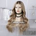 4 wig type Opational  3T Ombre Highlights dark ash brown roots pecan brown with sand blonde hair colors style human hair wig 